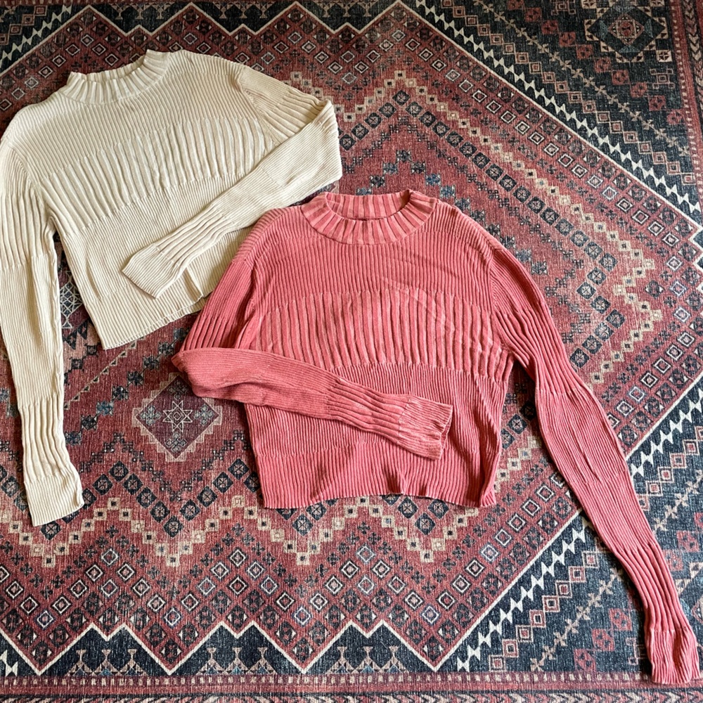 Pink ribbed crop sweater